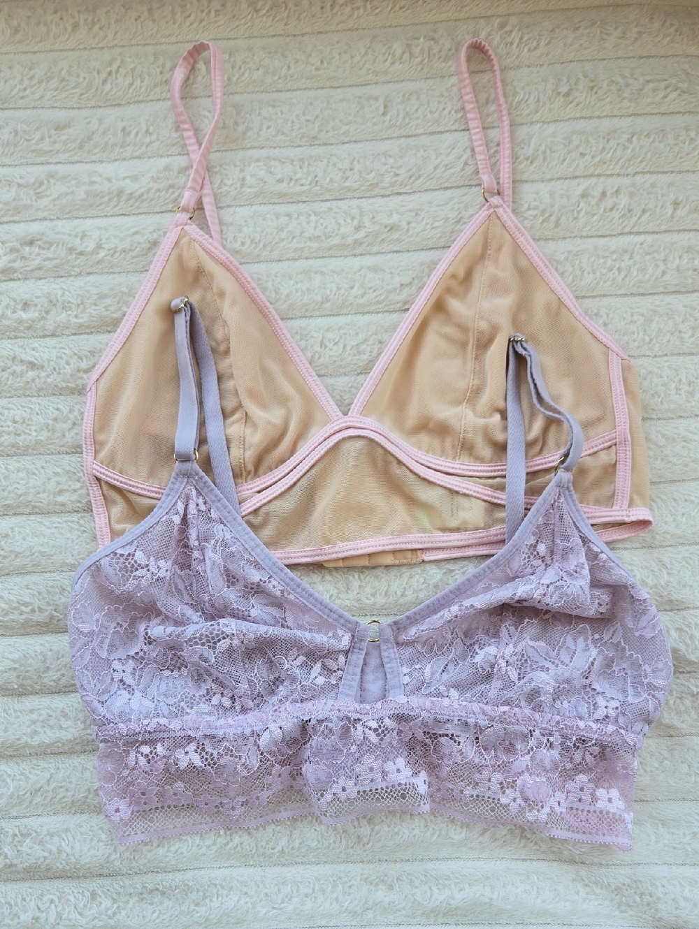 Nordstrom Shimera Blush Mesh Bralette/ Auden Lilac Lace Bralette Bundle Small